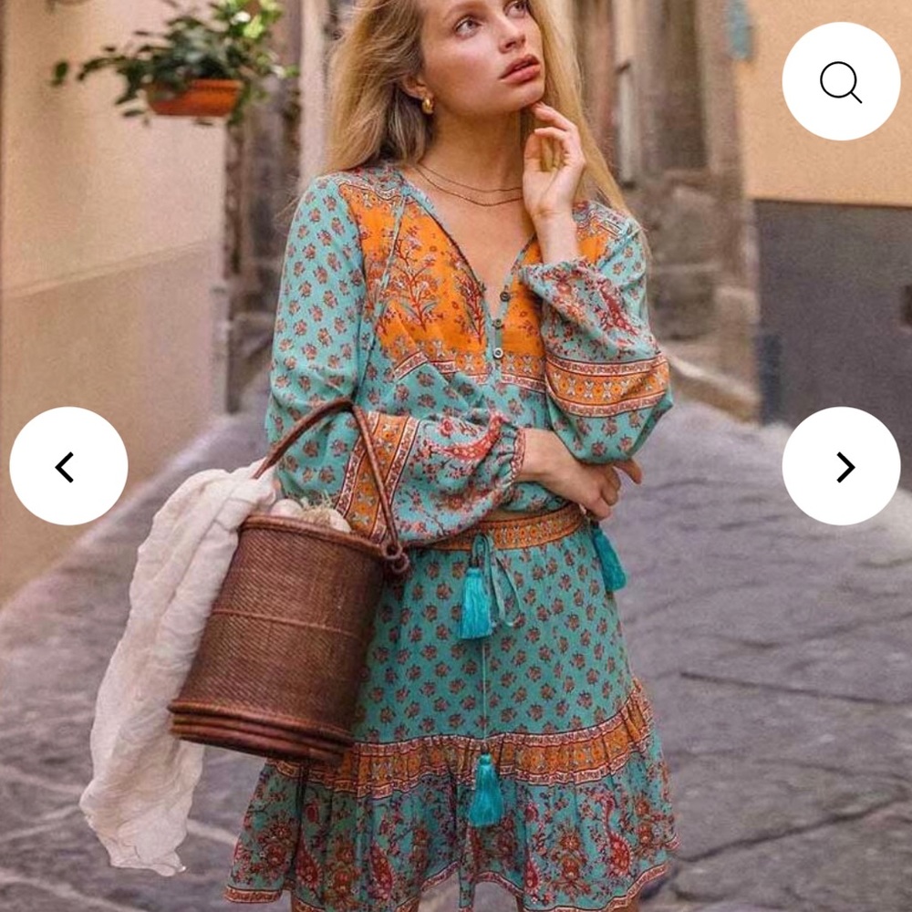 Boho Floral Print Blouse and Skirt